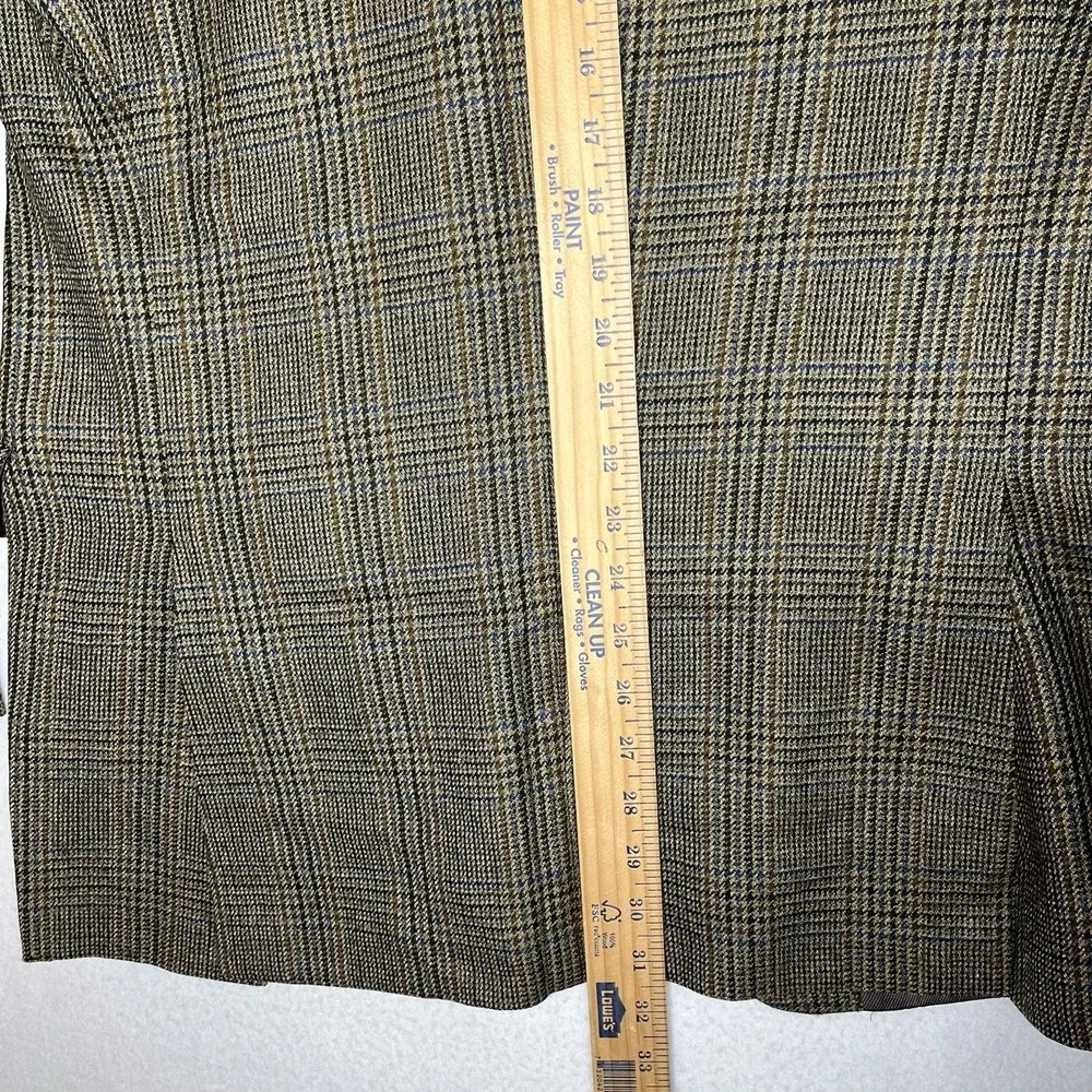 Vintage Burberry London 100% Wool Plaid Blue Brown jacket blazer 40R Luxury